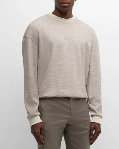 Giorgio Armani Men's Pique Wool-Blend Sweater | Thumbnail 3 Giorgio Armani Men's Pique Wool-Blend Sweater | Thumbnail 3