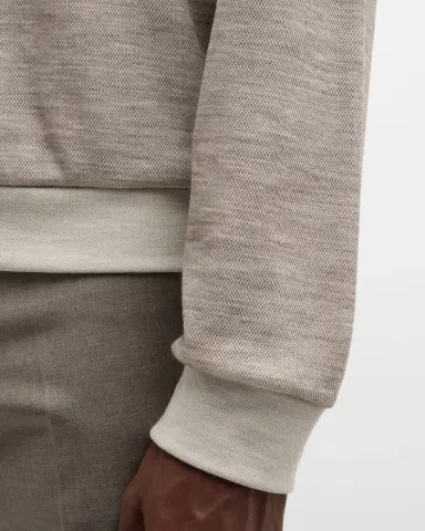 Giorgio Armani Men's Pique Wool-Blend Sweater | Thumbnail 4 Giorgio Armani Men's Pique Wool-Blend Sweater | Thumbnail 4