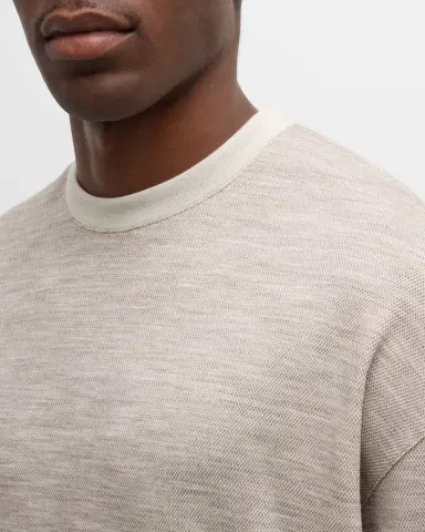 Giorgio Armani Men's Pique Wool-Blend Sweater | Thumbnail 6 Giorgio Armani Men's Pique Wool-Blend Sweater | Thumbnail 6