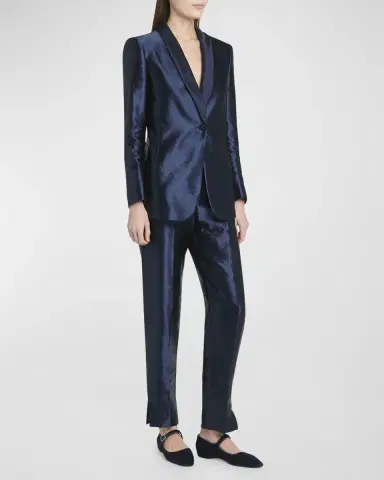 Giorgio Armani Linen Silk Straight-Leg Trousers | Thumbnail 2 Giorgio Armani Linen Silk Straight-Leg Trousers | Thumbnail 2