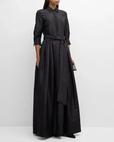SIMKHAI Julip Pleated 3/4-Sleeve Shirt Gown | Thumbnail 2