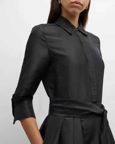 SIMKHAI Julip Pleated 3/4-Sleeve Shirt Gown | Thumbnail 4