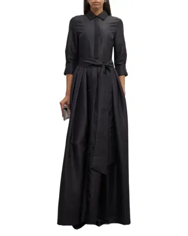 SIMKHAI Julip Pleated 3/4-Sleeve Shirt Gown | Thumbnail 1