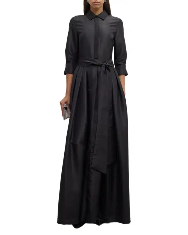 SIMKHAI Julip Pleated 3/4-Sleeve Shirt Gown