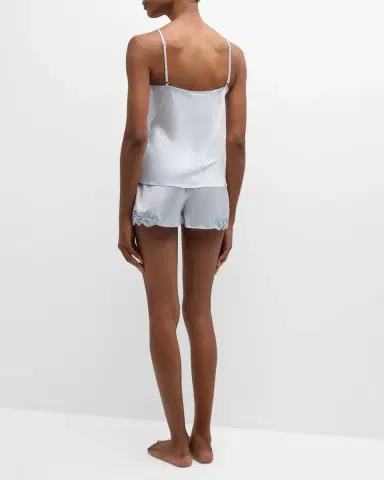 Christine Lingerie Bijoux Short Lace-Trim Silk Pajama Set | Thumbnail 3