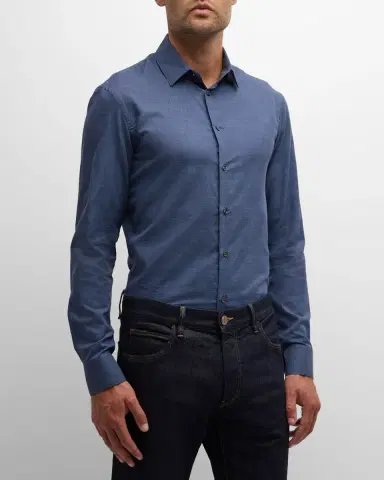 Giorgio Armani Men's Micro-Houndstooth Sport Shirt | Thumbnail 3