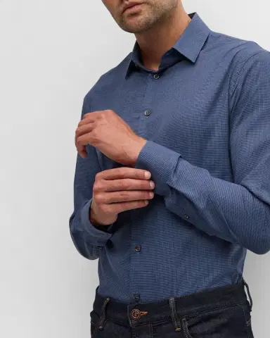 Giorgio Armani Men's Micro-Houndstooth Sport Shirt | Thumbnail 5