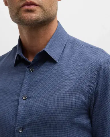 Giorgio Armani Men's Micro-Houndstooth Sport Shirt | Thumbnail 6