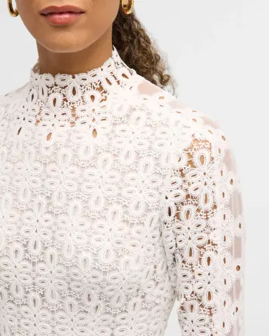 Simkhai Joy Guipure Lace Long-Sleeve Mini Dress | Thumbnail 4 Simkhai Joy Guipure Lace Long-Sleeve Mini Dress | Thumbnail 4