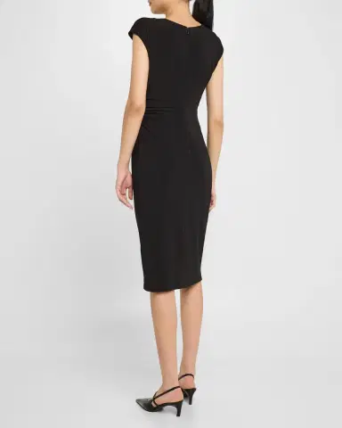 Emporio Armani Ruched Boat-Neck Knee-Length Jersey Dress | Thumbnail 2 Emporio Armani Ruched Boat-Neck Knee-Length Jersey Dress | Thumbnail 2