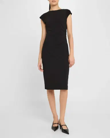 Emporio Armani Ruched Boat-Neck Knee-Length Jersey Dress | Thumbnail 3 Emporio Armani Ruched Boat-Neck Knee-Length Jersey Dress | Thumbnail 3