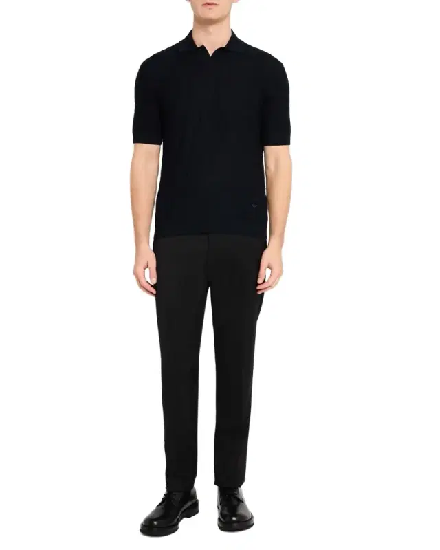Emporio Armani Men 's Wool Johnny Collar Short-Sleeve Polo Sweater
