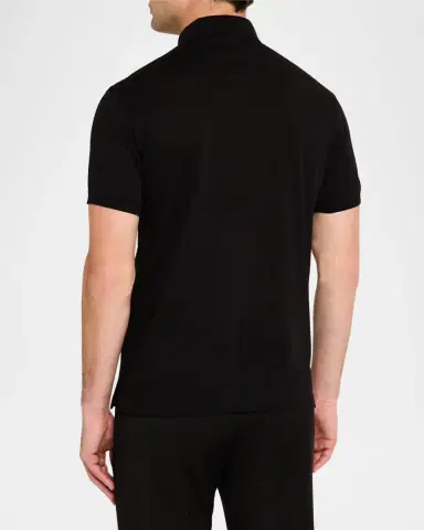 Emporio Armani Men's Cotton Tonal Wave Polo Shirt | Thumbnail 2