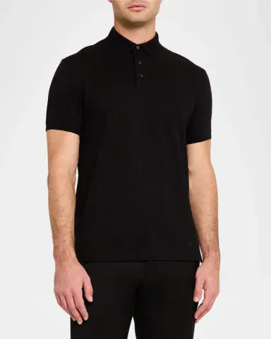 Emporio Armani Men's Cotton Tonal Wave Polo Shirt | Thumbnail 3
