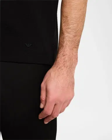 Emporio Armani Men's Cotton Tonal Wave Polo Shirt | Thumbnail 4