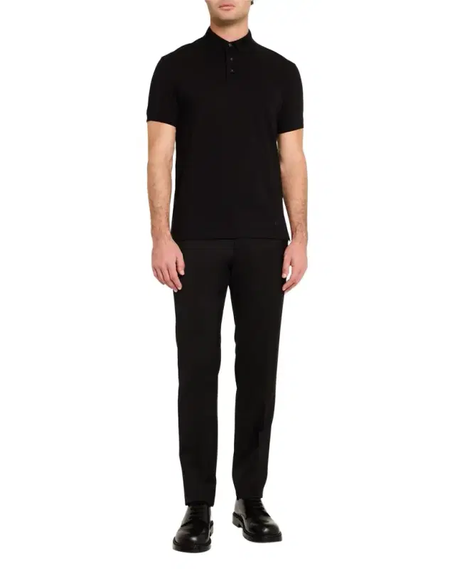 Emporio Armani Men's Cotton Tonal Wave Polo Shirt