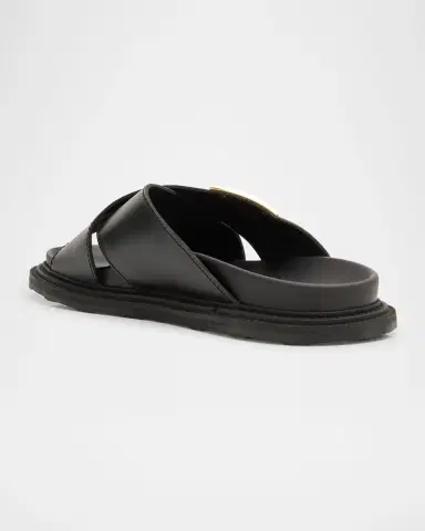 MOSCHINO Men's Calfskin Leather Slide Sandals | Thumbnail 3 MOSCHINO Men's Calfskin Leather Slide Sandals | Thumbnail 3