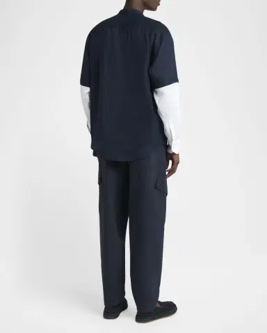 Giorgio Armani Men's Linen Shirt with Sewn-In Long Sleeves | Thumbnail 2