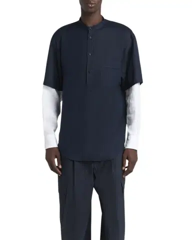 Giorgio Armani Men's Linen Shirt with Sewn-In Long Sleeves | Thumbnail 1