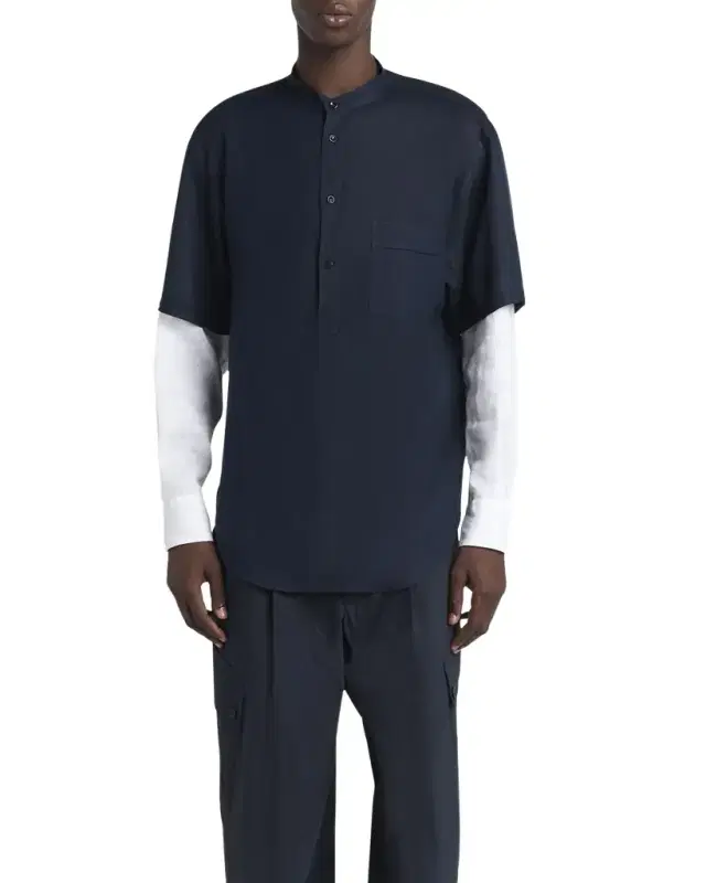Men 's Linen Shirt with Sewn-In Long Sleeves
