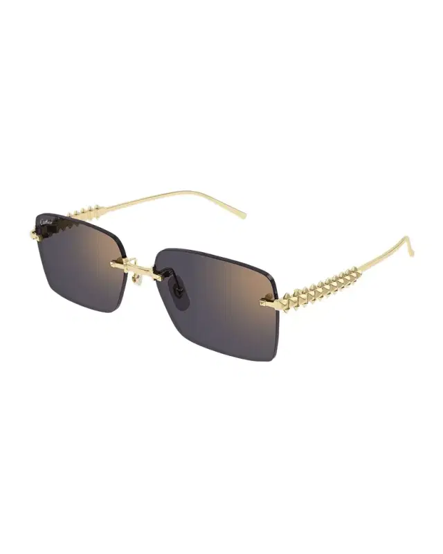 Cartier Rimless Metal Rectangle Sunglasses