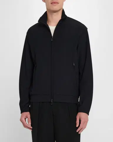 Emporio Armani Men's Nylon Stretch Ribbed Bomber Jacket | Thumbnail 3