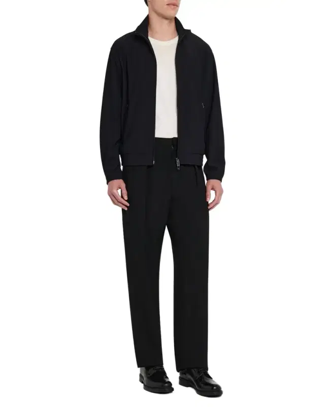 Emporio Armani Men 's Nylon Stretch Ribbed Bomber Jacket