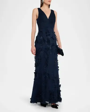 Aidan Mattox Embroidered Floral Applique Gown | Thumbnail 3 Aidan Mattox Embroidered Floral Applique Gown | Thumbnail 3