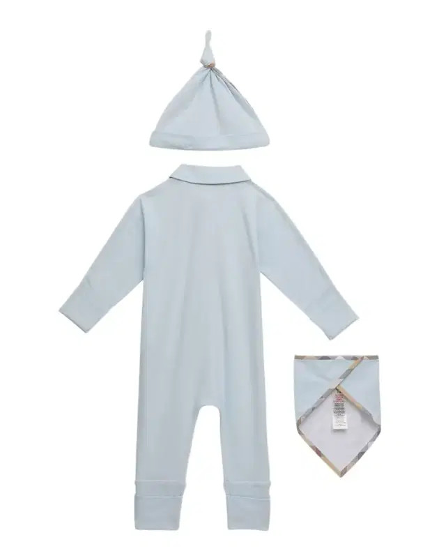 Burberry Boy 's Hamilton Footie, Bib, and Hat Gift Set, Size 1M-12M