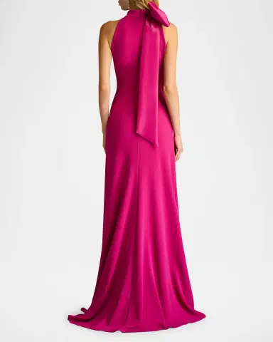 Tadashi Shoji Sleeveless Mock-Neck Bow Gown | Thumbnail 2