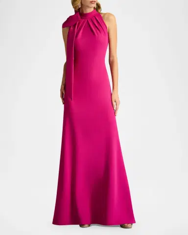 Tadashi Shoji Sleeveless Mock-Neck Bow Gown | Thumbnail 3