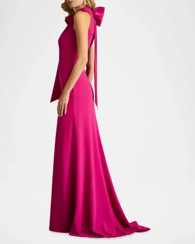 Tadashi Shoji Sleeveless Mock-Neck Bow Gown | Thumbnail 5