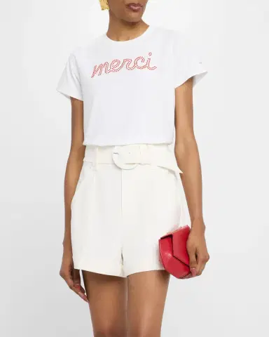 Cinq à Sept Shrunken Short-Sleeve Merci Tee | Thumbnail 3