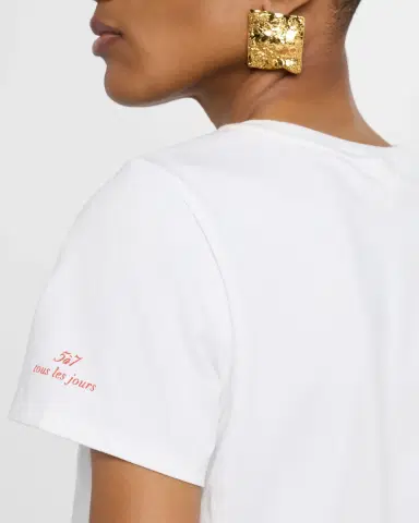 Cinq à Sept Shrunken Short-Sleeve Merci Tee | Thumbnail 4