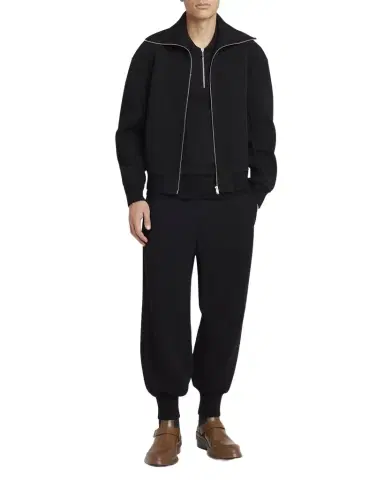 Jil Sander Men's Contrast-Collar Wool Quarter-Zip Polo Shirt | Thumbnail 1 Jil Sander Men's Contrast-Collar Wool Quarter-Zip Polo Shirt | Thumbnail 1