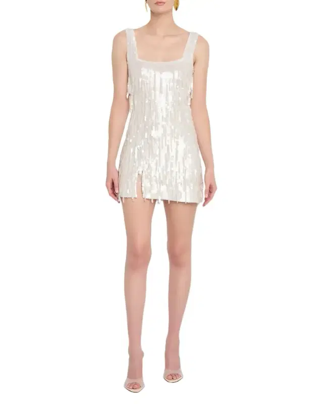 STAUD Le Sable Sequined Fringe Mini Dress