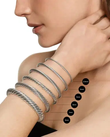 David Yurman Cable Flex X Bracelet with Diamonds in Silver, 6mm | Thumbnail 3 David Yurman Cable Flex X Bracelet with Diamonds in Silver, 6mm | Thumbnail 3