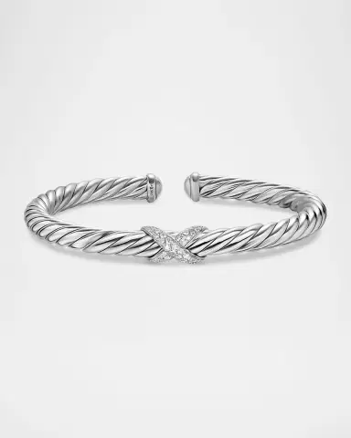 David Yurman Cable Flex X Bracelet with Diamonds in Silver, 6mm | Thumbnail 4 David Yurman Cable Flex X Bracelet with Diamonds in Silver, 6mm | Thumbnail 4