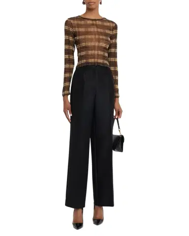 Wynn Hamlyn Plaid Silk-Mesh Long-Sleeve Top | Thumbnail 1 Wynn Hamlyn Plaid Silk-Mesh Long-Sleeve Top | Thumbnail 1