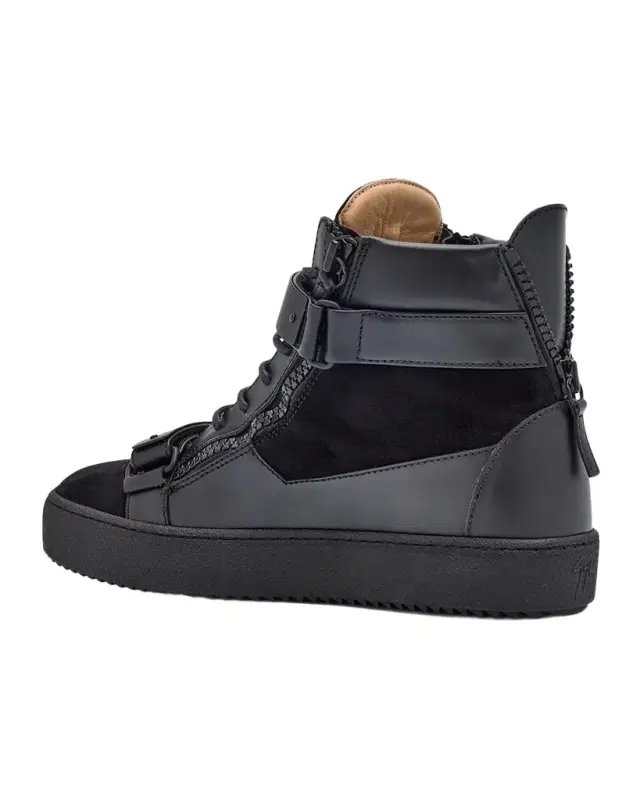 Men 's Ru50040 Leather and Suede Zip High-Top Sneakers