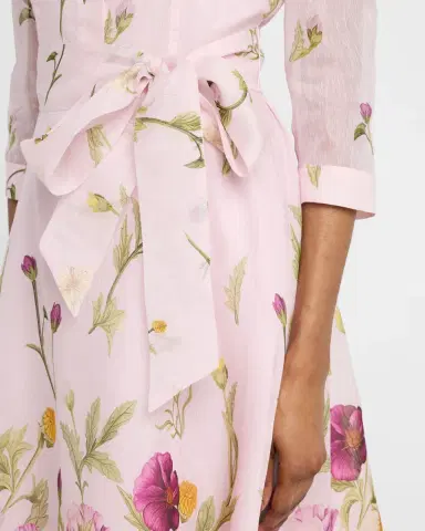 Rickie Freeman for Teri Jon Floral-Print Silk Blend Midi Shirtdress | Thumbnail 4