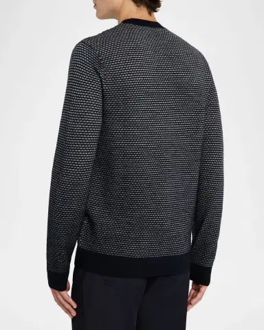 Emporio Armani Men's Wool Knit Jacquard Crewneck Sweater | Thumbnail 2 Emporio Armani Men's Wool Knit Jacquard Crewneck Sweater | Thumbnail 2