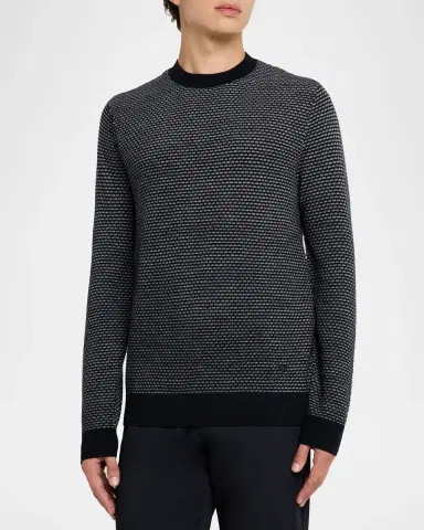 Emporio Armani Men's Wool Knit Jacquard Crewneck Sweater | Thumbnail 3 Emporio Armani Men's Wool Knit Jacquard Crewneck Sweater | Thumbnail 3
