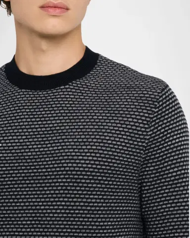 Emporio Armani Men's Wool Knit Jacquard Crewneck Sweater | Thumbnail 4 Emporio Armani Men's Wool Knit Jacquard Crewneck Sweater | Thumbnail 4