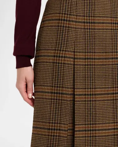 Saint Laurent Jupe Pleated Houndstooth Wool-Blend Midi Skirt | Thumbnail 4