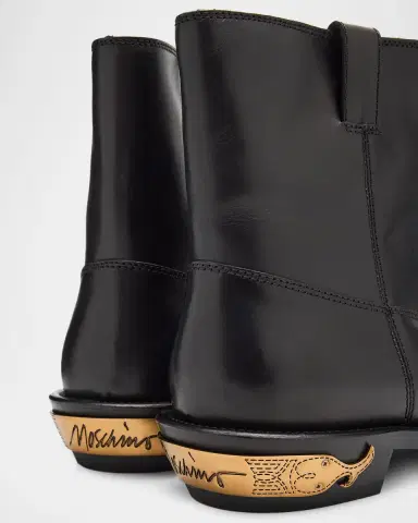 MOSCHINO Men's Berlin Leather Ankle Boots | Thumbnail 4