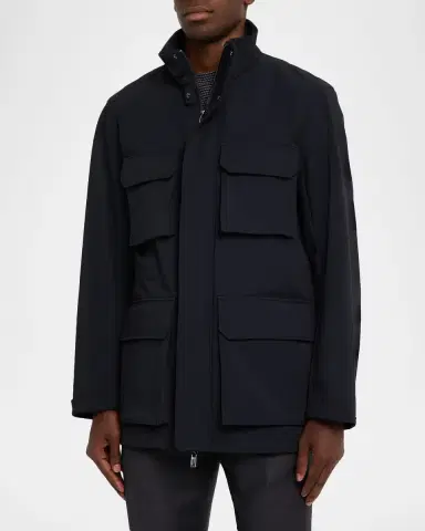 Emporio Armani Men's Nylon Four-Pocket Car Coat | Thumbnail 3