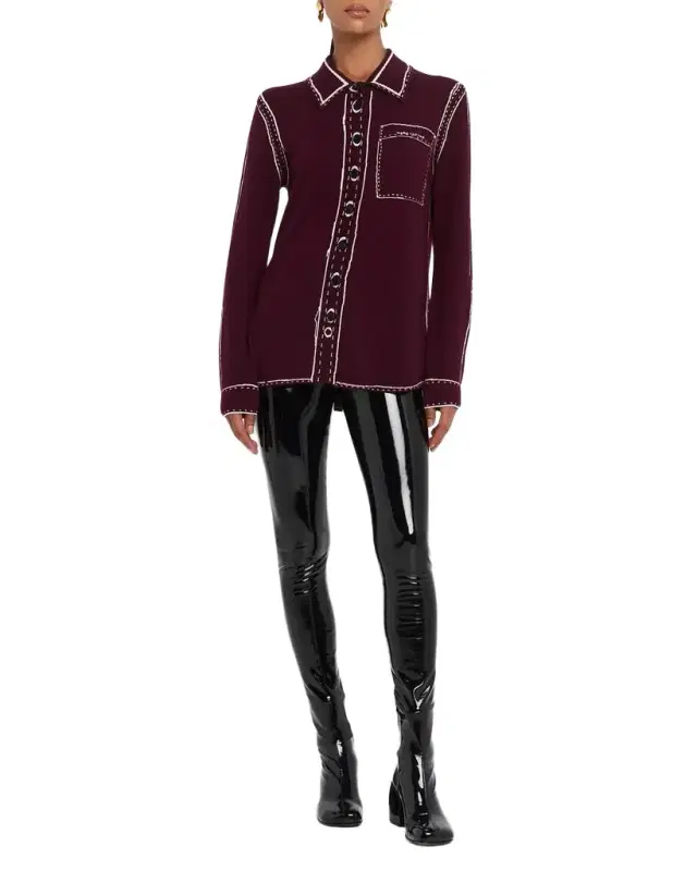 Trompe-L 'oeil Knit Button-Front Cardigan