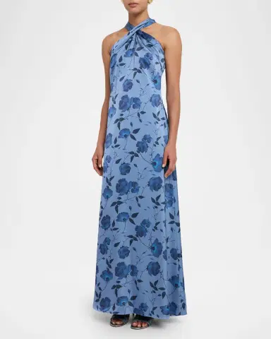 SACHIN & BABI Laurant Floral-Print Satin Crepe Halter Gown | Thumbnail 3 SACHIN & BABI Laurant Floral-Print Satin Crepe Halter Gown | Thumbnail 3