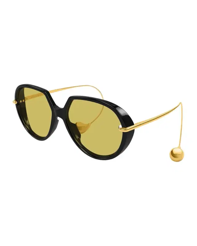 Bottega Veneta Drop 60mm Acetate & Metal Round Sunglasses